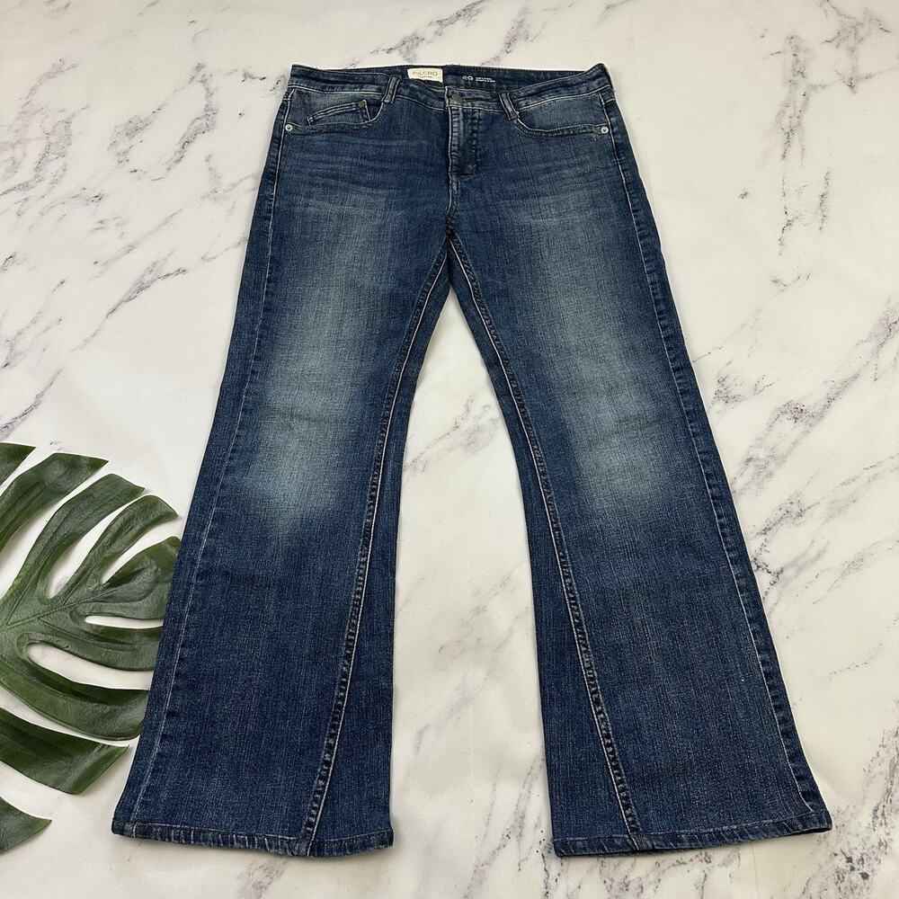Pilcro Anthropologie Womens Flare Leg Jeans Size 29 Dark Denim Mid Rise Cotton